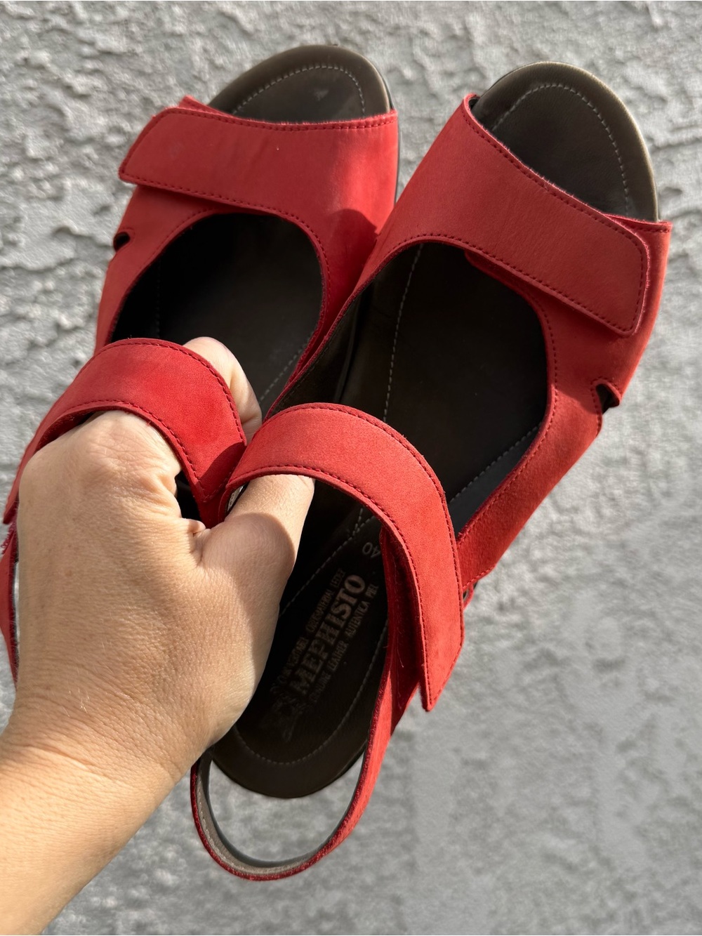 Mephisto Women's Red Adjustable Slingback Comfort Sandals